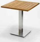 Niehoff - Quadratischer Bistrotisch - Teak Teak ge&ouml;lt Edelstahl geb&uuml;rstet 81 x 81