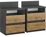 Nachttisch Vicco Monty Anthrazit/Goldkraft Eiche 2er Set, Model 40438 -