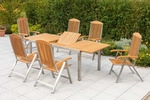 Merxx Gartenm&ouml;belset Keros 13tlg., 6 Klappsessel, 6 Auflagen, 1 Ausziehtisch...