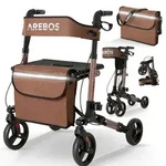 Arebos Arebos Rollator Braun Leichtgewicht - faltbar & verstellbar - 65 cm x 36 cm x