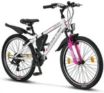 Licorne Bike Guide Premium Mountainbike Shimano,Farbe:Wei&szlig;/Rosa;Zoll:24 - Wei&szlig;
