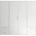 Kleiderschrank Valencia - 206x60x195cm - 4 T&uuml;ren und 4 Schubladen - wei&szlig; - Wei&szlig;