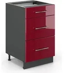 K&uuml;chenunterschrank Vicco Fame-Line Bordeaux Hochglanz 50 cm ohne Arbeitsplatte,