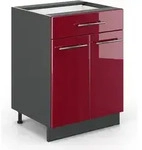 K&uuml;chenunterschrank Vicco Fame-Line Bordeaux Hochglanz 60 cm mit Schublade, ohne