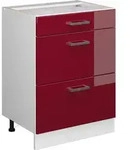 K&uuml;chenunterschrank Vicco R-Line Rot Hochglanz 60 cm mit Schubladen, ohne
