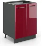 K&uuml;chenunterschrank Vicco Fame-Line Bordeaux Hochglanz 60 cm ohne Arbeitsplatte,