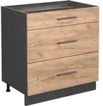 K&uuml;chenunterschrank Vicco Fame-Line Goldkraft Eiche 80 cm mit 3 Schubladen, ohne