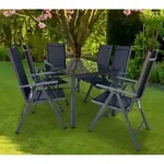 VCM 7 tlg. Gartenm&ouml;bel Set | Sitzgruppe Essgruppe | 1x Tisch, 6x St&uuml;hle | Tisch