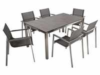 Tischgruppe SIENNA Set 04, 7-tlg. | 1 × Tisch 305384 | 6 × Stapelstuhl 305434