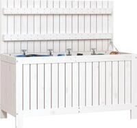 vidaXL Gartentruhe Wei&szlig; 115x49x60 cm Massivholz Kiefer