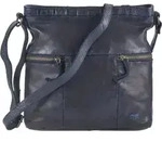 Bear Design Tasche Leder Schultertasche Umh&auml;ngetasche klein 26x25cm blau Damen