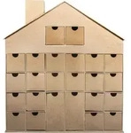 Adventskalender Haus aus Pappe zum Verzieren 40 x 36 cm - Braun