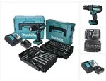 Makita DHP 482 RF1J Akku Schlagbohrschrauber 18 V + 120 tlg. Zubeh&ouml;rset + 1x...