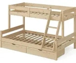 Etagenbett Vitalispa Everest Naturholz 120x200 / 80x200 cm mit Schubladen, Model
