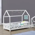 Kinderbett &rsquo;Sisimiut&rsquo; in Haus-Optik mit Rausfallschutz Kiefernholz 80 x 160 cm
