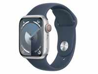 Apple Watch Series 9 Aluminium Silber Silber 41 mm ML 150-200 mm Umfang Sturmblau GPS