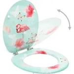 vidaXL Toilettensitz mit Deckel MDF Flamingo-Design - Blau