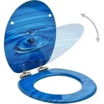 vidaXL Toilettensitz Soft-Close-Deckel MDF Blau Wassertropfen-Design - Blau