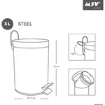 MSV 3700703902652, 3 l, Rund, Edelstahl, Schwarz, Terrasse, Edelstahl - Schwarz