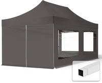 TOOLPORT 3x6m Stahl Faltpavillon, inkl. 4 Seitenteile, dunkelgrau