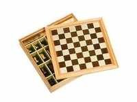 goki 56953 Spiele-Set Schach, Dame und Mühle, natur/braun (1 Set)