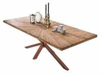 SIT Möbel Esstisch aus Teak | 220 x 100 cm | Tischplatte natur 50 mm stark | Gestell