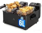 Aigostar - 6L Doppel-Fritteuse mit 2 K&ouml;rben, &Ouml;l-Fritteuse mit Kaltzonenfunktion,