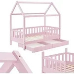 Juskys Kinderbett Marli 90 x 200 cm - Bettkasten, Gitter, Lattenrost & Dach -...