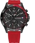 Tommy Hilfiger BANK 1791722 Herrenarmbanduhr - Rot/Schwarz