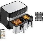 Tefal Dual Easy Fry & Grill EY905D, Hei&szlig;luftfritteuse, 8,3 l, Doppel, Edelstahl,