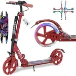 Arebos Tretroller Scooter mit LED Reifen, Rot, 880 mm, 390 mm, 960 mm - Rot