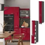 Apothekerschrank Vicco R-Line Rot Hochglanz 30 cm, Model 37851 - Rot/Dunkelgrau