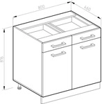 K&uuml;chenunterschrank Vicco R-Line Wei&szlig; Hochglanz 80 cm ohne Arbeitsplatte, Model