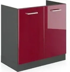 Sp&uuml;lenunterschrank Vicco R-Line Rot Hochglanz 80 cm ohne Arbeitsplatte, Model 34921