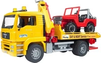 Bruder 2750, bruder MAN TGA Abschlepp-LKW mit Gel&auml;ndewagen Fertigmodell Nutzfahrzeug