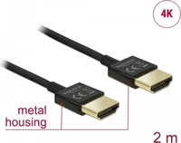 Delock 84773, Delock HDMI Anschlusskabel HDMI-A Stecker 2m Schwarz 84773 vergoldete
