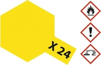 Tamiya 81024, Tamiya Acrylfarbe Klar-Gelb (gl&auml;nzend) X-24 Glasbeh&auml;lter 23ml,