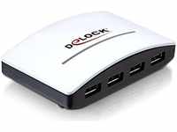 Delock 61762, Delock 61762 4 Port USB 3.2 Gen 1-Hub (USB 3.0) Schwarz, Weiß