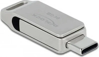 Delock 54075, Delock 54075 USB-Stick Glas 64GB Silber 54075 USB, USB-A, USB-C