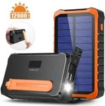 4Smarts 456633, 4Smarts Prepper Solar Powerbank 12000 mAh Li-Ion Schwarz, Orange LED