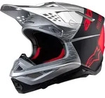 Alpinestars Supertech S-M10 Flood 2024 Motocross Helm, schwarz-rot-silber, Gr&ouml;&szlig;e XS