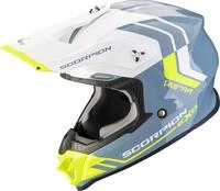 Scorpion VX-16 Evo Air Fusion Motocross Helm, weiss-blau-gelb, Gr&ouml;&szlig;e XS f&uuml;r