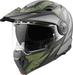 Bogotto FG-102 Safari Fiberglas Enduro Klapphelm Helm, schwarz-grau-gr&uuml;n, Gr&ouml;&szlig;e XS