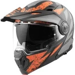 Bogotto FG-102 Safari Fiberglas Enduro Klapphelm Helm, schwarz-grau-orange, Gr&ouml;&szlig;e