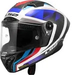 LS2 FF805 Thunder GP Raute Carbon Helm, weiss-rot-blau, Gr&ouml;&szlig;e 2XL f&uuml;r M&auml;nner
