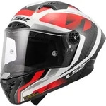 LS2 FF805 Thunder GP Raute Carbon Helm, weiss-rot, Gr&ouml;&szlig;e XS f&uuml;r M&auml;nner