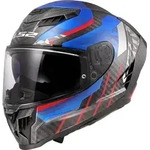 LS2 FF807 Dragon Trax Carbon Helm, carbon-rot-blau, Gr&ouml;&szlig;e XS f&uuml;r M&auml;nner