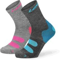 Lenz Outdoor 1.0 Socken - 2er Pack, grau-pink-blau, Gr&ouml;&szlig;e 35 36 37 38 f&uuml;r M&auml;nner