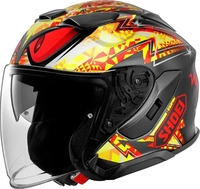 Shoei 13101044, Shoei J-Cruise 3 Inspired Jethelm Rot Gelb Anthrazit male