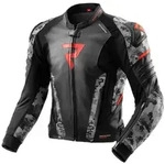 Rebelhorn Veloce Camo Motorrad Lederjacke, schwarz-grau-rot, Gr&ouml;&szlig;e 54 f&uuml;r M&auml;nner